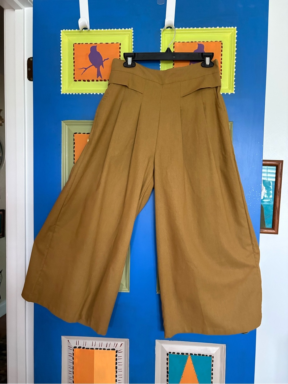 Cropped Palazzo Pants Gold NWT * Half Elastic Waist